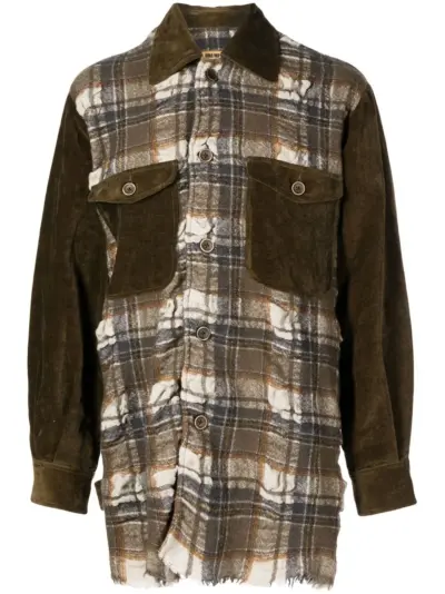 Uma Wang Juan panelled plaid jacket - Green