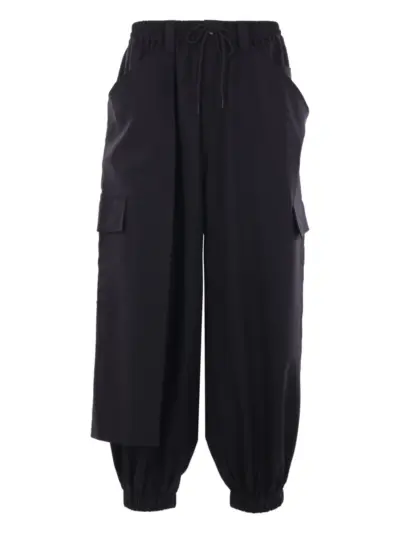 Y-3 drawstring-waist cargo pants - Black