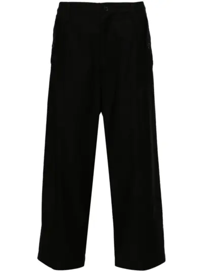 Yohji Yamamoto M-Front 1 Tuck cropped trousers - Black