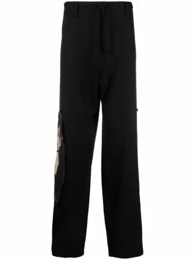 Yohji Yamamoto drawstring straight-leg trousers - Black