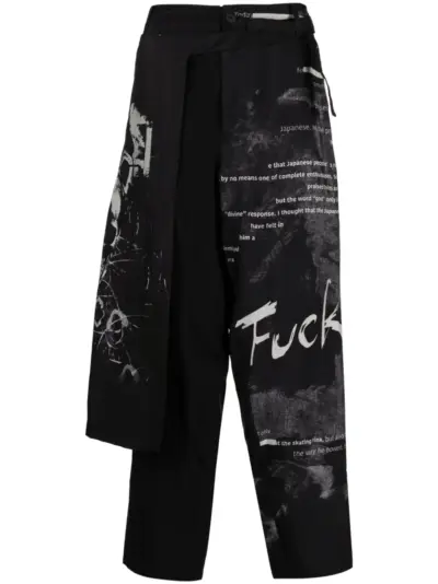 Yohji Yamamoto overlapping-panel straight-leg trousers - Black