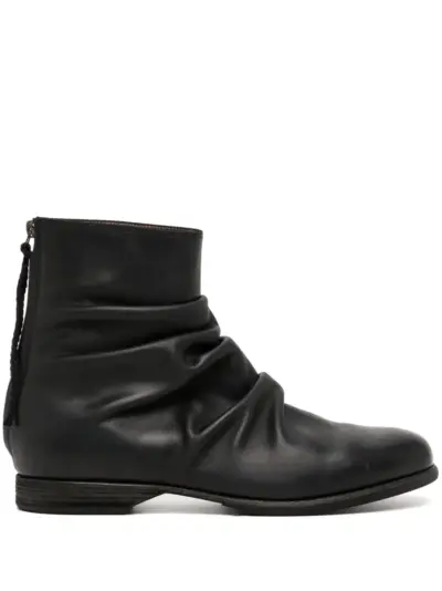 Yohji Yamamoto pleat-detail leather boots - Black