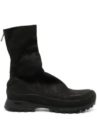 Yohji Yamamoto round-toe leather boots - Black