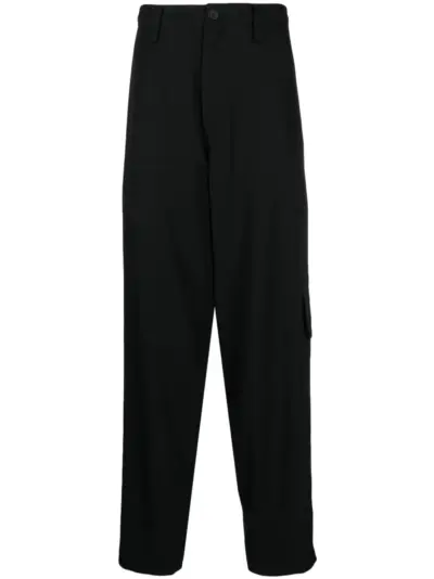 Yohji Yamamoto tapered-leg wool trousers - Black