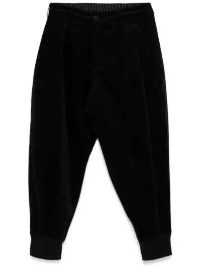 Yohji Yamamoto velvet tapered trousers - Black