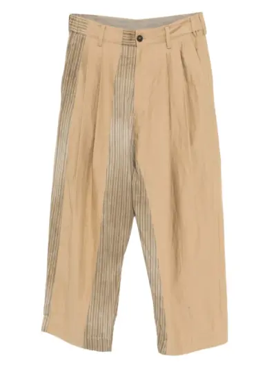 Ziggy Chen collaged wide-leg trousers - Brown