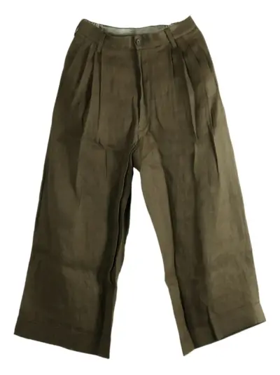 Ziggy Chen pleat-detail linen trousers - Green