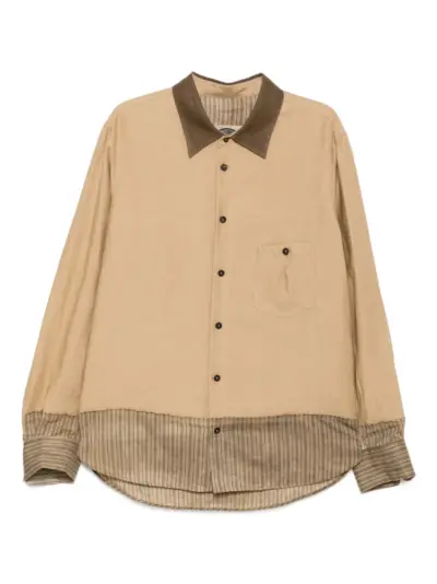 Ziggy Chen striped shirt - Brown