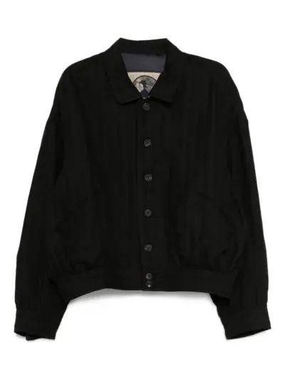 Ziggy Chen striped spread-collar jacket - Black