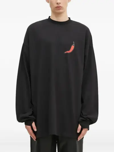 032c chilli-print long-sleeve T-shirt - Black
