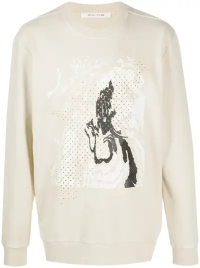 1017 ALYX 9SM abstract-print perforated sweatshirt - Neutrals