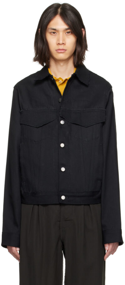 AIREI Black Raw Edge Denim Jacket