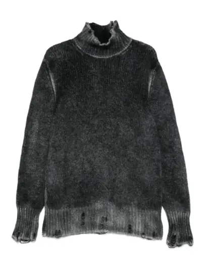 Avant Toi high-neck frayed sweater - Grey
