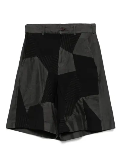 Black Comme Des Garçons Gabardine patchwork shorts