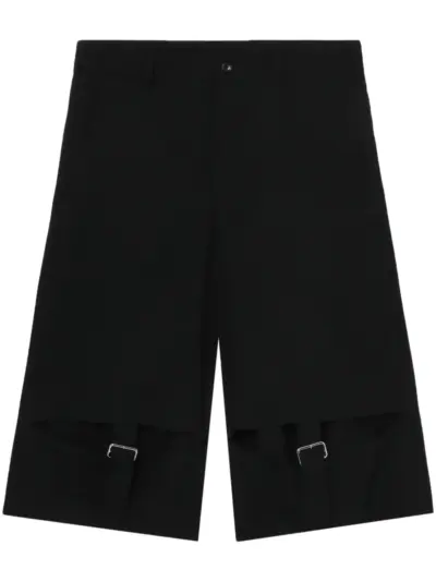 Black Comme Des Garçons buckle-detail wool shorts