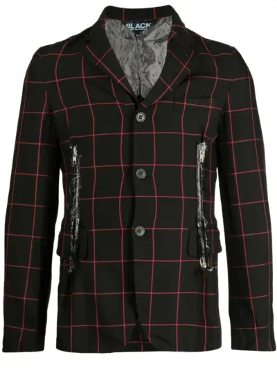 Black Comme Des Garçons check-pattern notched-lapels blazer