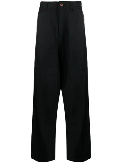 Black Comme Des Garçons high-waisted twill drop-crotch trousers