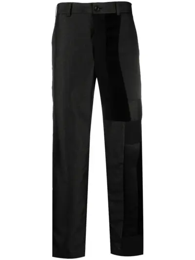 Black Comme Des Garçons patchwork straight-leg trousers