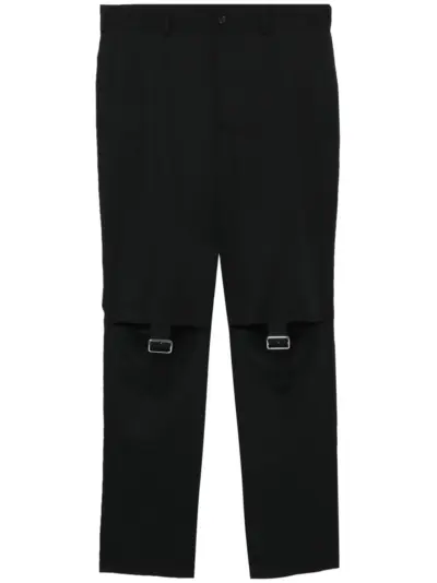 Black Comme Des Garçons strap-detail straight-leg trousers