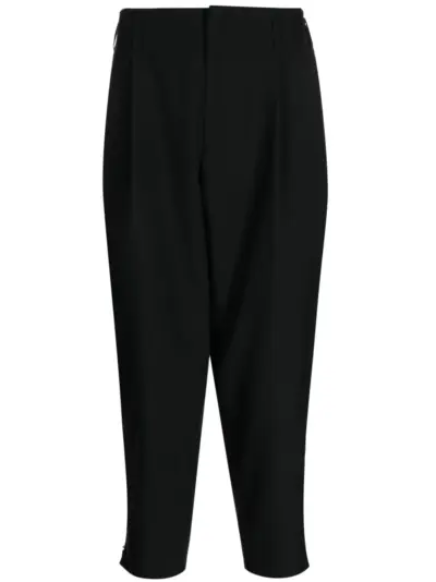 Black Comme Des Garçons tapered-leg cropped wool trousers