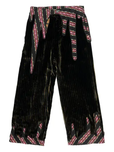 COMMUNS patchwork velvet trousers - Black