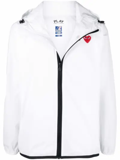 Comme Des Garçons Play x K-Way zipped hooded jacket - White