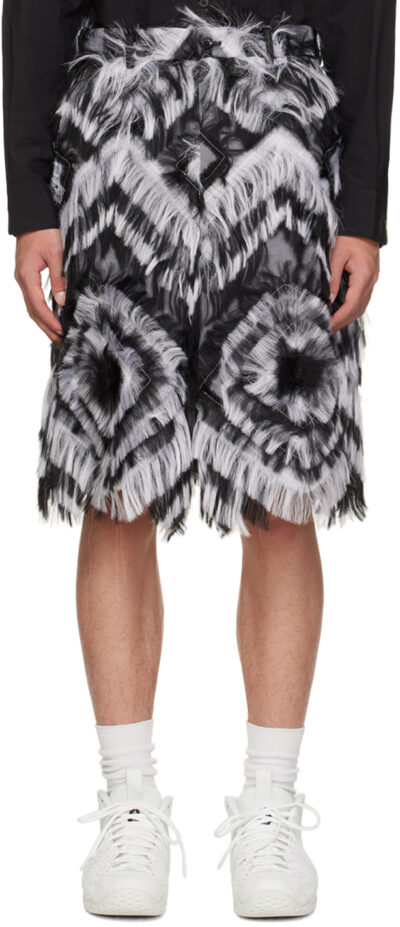 Comme des Garçons Homme Plus Black Fringed Faux-Fur Shorts