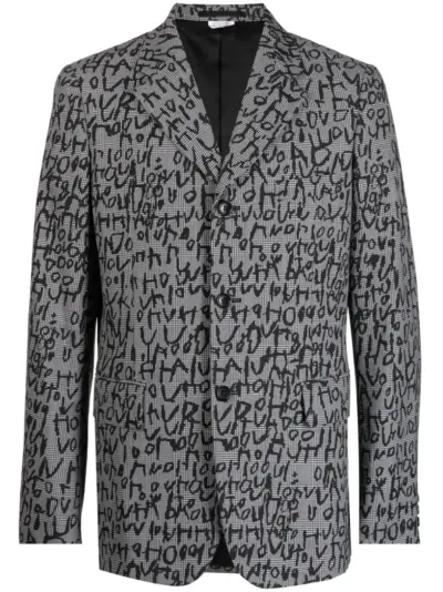 Comme des Garçons Homme Plus abstract-pattern print notched-lapels blazer - Black