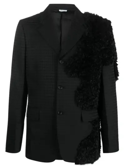 Comme des Garçons Homme Plus check-print shearling-detail blazer - Black