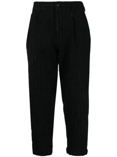 Comme des Garçons Homme Plus pinstripe-pattern cropped tailored trousers - Black