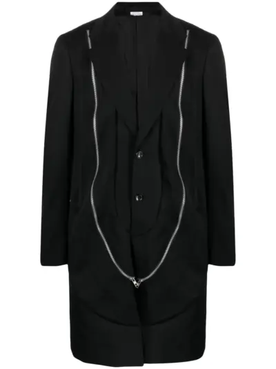 Comme des Garçons Homme Plus zip-detailed wool coat - Black