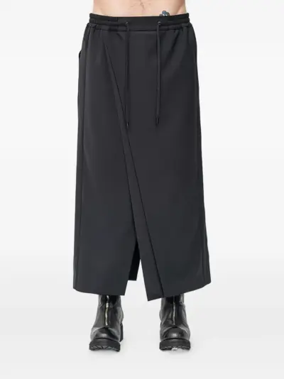Devoa wrap-front drawstring trousers - Black