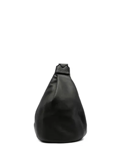Discord Yohji Yamamoto logo-embossed leather shoulder bag - Black