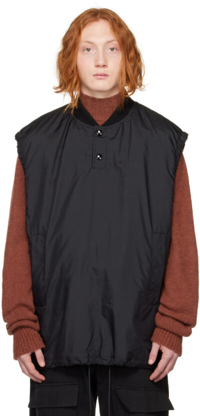 Dries Van Noten Black Stand Collar Vest