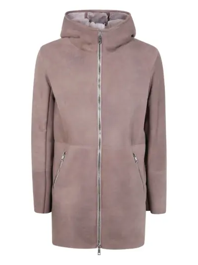 Giorgio Brato hooded zip-front leather jacket - Pink