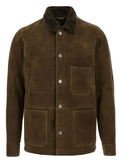 Giorgio Brato shearling-collar suede jacket - Brown