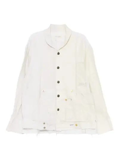 Greg Lauren distressed cotton shirt jacket - White