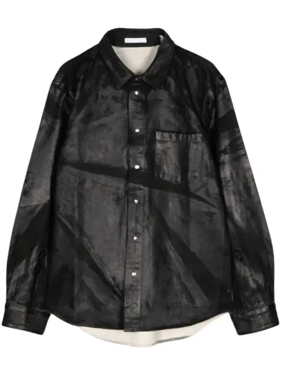 Helmut Lang foil-print denim shirt jacket - Black