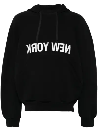 Helmut Lang logo-print hoodie - Black