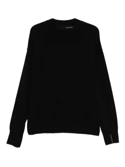 Isabel Benenato frayed-detail crew-neck sweater - Black
