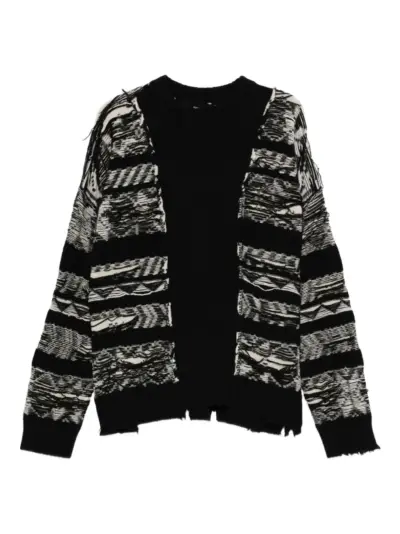 Isabel Benenato frayed-detail wool sweater - Black