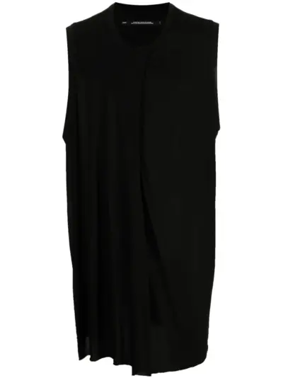 Julius sleeveless long-length T-shirt - Black