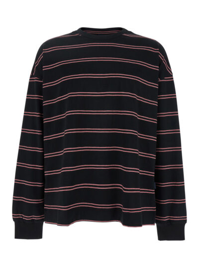 Juun. J Black Sweater With All-over Striped Motif In Cotton Man