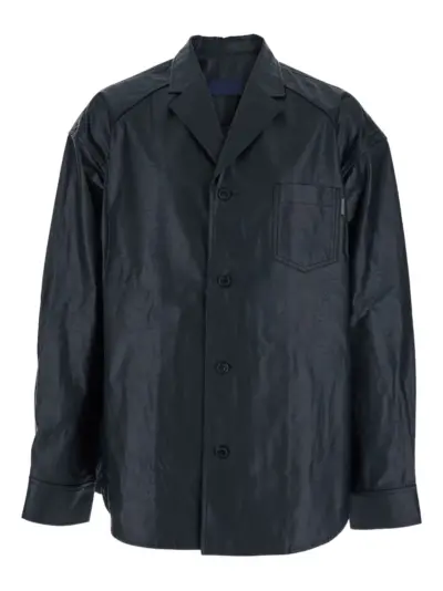 Juun.J tailored-collar coated cotton shirt - Blue