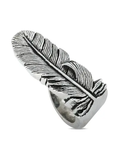 King Baby sterling silver feather ring