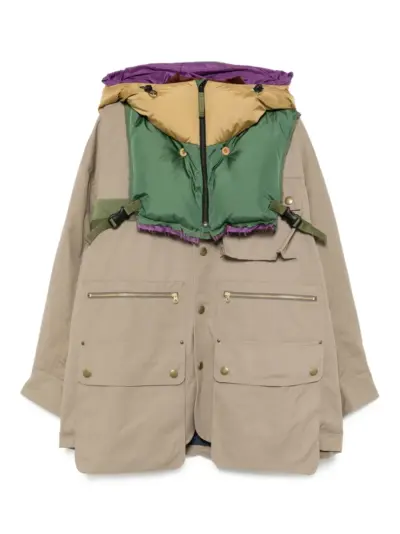 Kolor removable-hood jacket - Brown