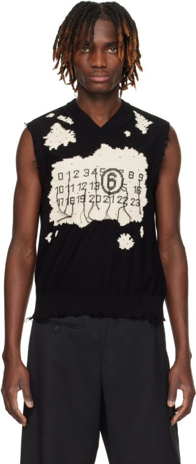MM6 Maison Margiela Black Distressed Vest