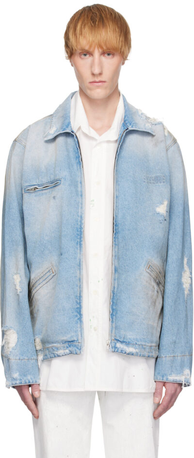 MM6 Maison Margiela Blue Distressed Denim Jacket