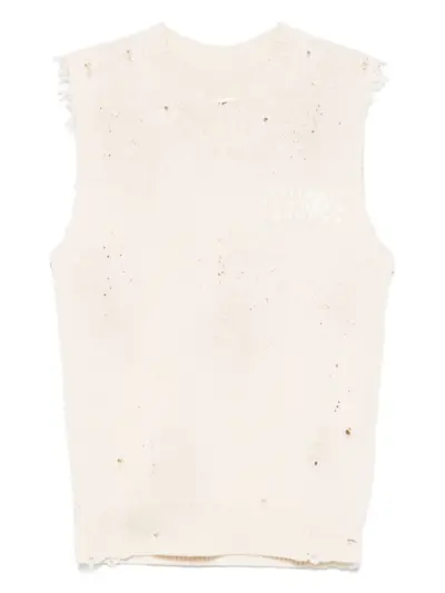 MM6 Maison Margiela Numbers-print vest - Neutrals