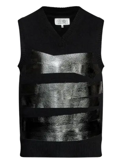 MM6 Maison Margiela V-neck wool vest - Black